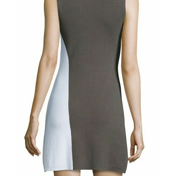 THEORY branteen c prosecco compact knit colorblock sleeveless a-line dress P/XS - Picture 2 of 6